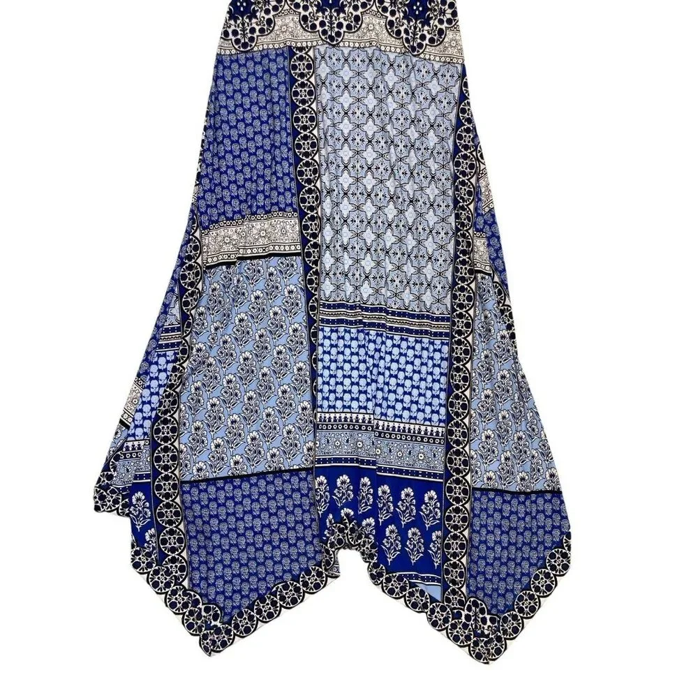 *INC International Concepts Maxi Dress Womens Size S Blue Mixed Print Boho Beach